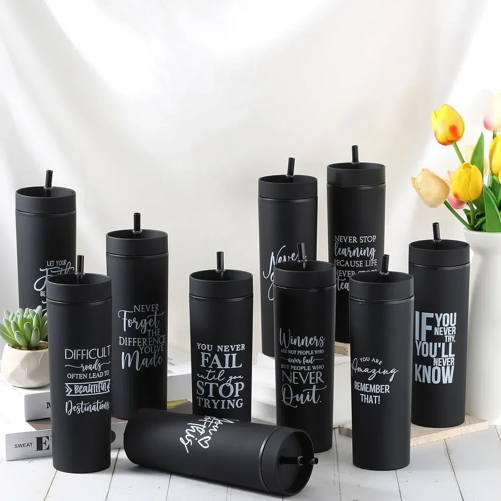 10 Pcs Employee Appreciation, Thank You Skinny Tumblers/ 16oz. Matte w/ Lid